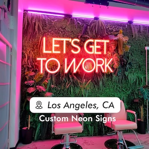 Letreros de neón personalizados en Los Ángeles, CA: texto iluminado con neón LED, frase personalizada iluminada con luces de neón para oficina en casa o negocios
