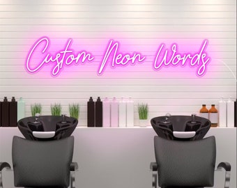 Custom Neon Words, LED Neon Lights, Beauty Salon Wall Decorations, Grass Flower Wall Backdrop Decor, Stunning Lights for Lashes or Nail Bar