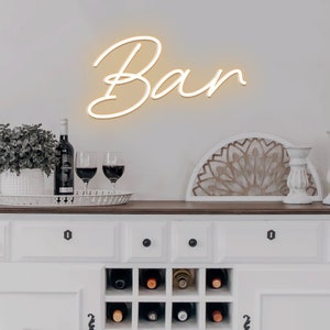 Bar neon sign, LED neon light, bar cart decor, bar sign, wedding bar sign, bar cabinet, custom neon sign, neon light