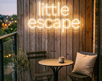 Neon Light Little Escape Sign, Balcony Decor Lamp, Personal Retreat Accent, Outdoor Relax Spot Lighting, Cozy Corner Feature