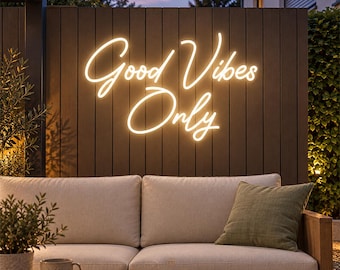 LED Neon Light from Germany - Good Vibes Only - Outdoor Personalizable Safe Sign, Waterproof Lamp for Backyard, Relaxing Lounge Zone Accent