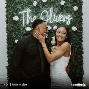 Wedding neon sign for photo zone, greenery wall image 2