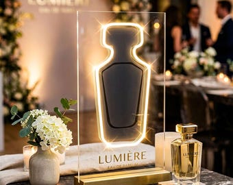 Perfume Display Freestanding Neon Sign, Tabletop Acrylic Light, Product Showcase Decor, Brand Launch Centerpiece