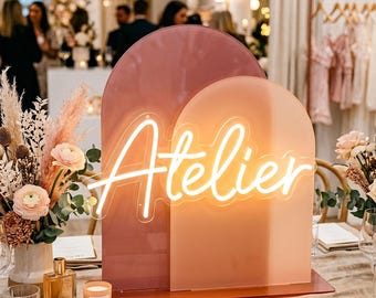 Business Name Freestanding Neon Sign, Tabletop Acrylic Light, Boutique Event Display, Reception Table Decor, Custom Brand Sign