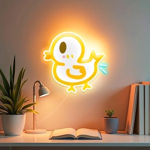 Luz de neón LED con forma de pato juguetón: un toque de dibujos animados extravagante para habitaciones de niños, guarderías, cafeterías y espacios aptos para niños