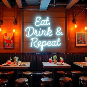 Frase de néon LED personalizada ou logotipo – Brilho ambiente elegante para cafés modernos, restaurantes e espaços de varejo da moda, LEDs com eficiência energética