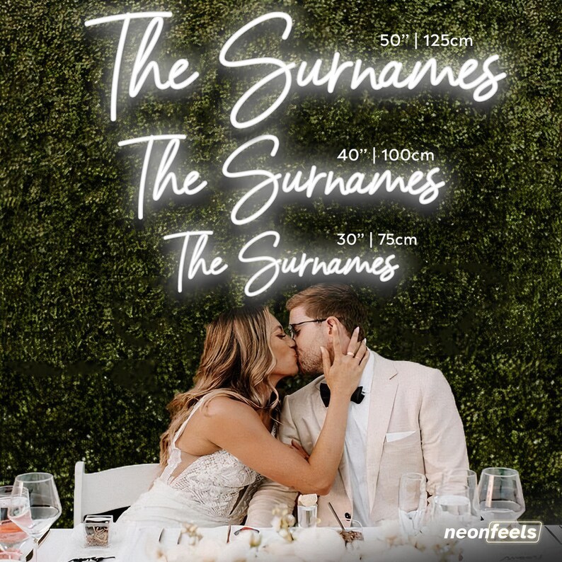 Wedding neon sign for photo zone, greenery wall image 9