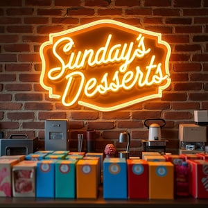 Letreiro de LED neon com logotipo personalizado – Brilho ambiente elegante para cafés modernos, restaurantes e espaços de varejo da moda, LEDs com eficiência energética e texto