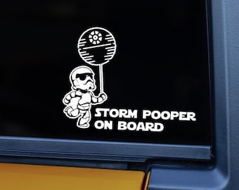 Storm Pooper On Board Decal | Vehicle Sticker | Star Wars Inspired | Baby On Board | Dark Side | Storm Trooper | Car Sticker | Star Wars |