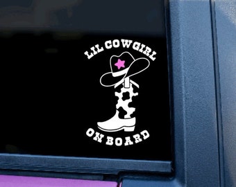Little Cowgirl On Board Car Decal | Little Cowgirl On Board | Newborn Gift | Baby Shower Gift | Yellowstone Decal | Western Baby Car Decal