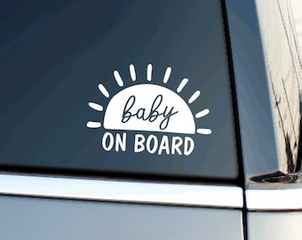 Baby On Board Car Decal | Baby On Board Sticker | Simple Car Sticker | Sun Sunshine | Minimalist Mama | Minimalist Baby | Plain | Vinyl
