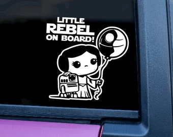 Little Rebel On Board Decal | Vehicle Sticker | Star Wars Inspired | Baby On Board | Princess Leia | Mandalorian | Car Sticker | Rebel Jedi