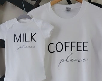 Coffee Please, Milk Please, Mama and Baby matching shirts, Matching Mama Mini, Custom Matching Mom Kids Outfit, Mama and Me Clothing, Minime