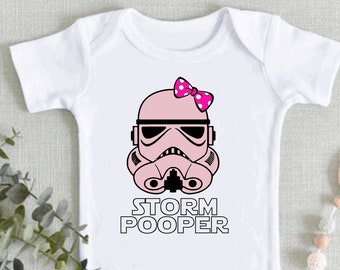 Storm Pooper Baby Bodysuit Onesie® | Pink Storm Trooper Onesie® | Star Wars Baby Onesie® | The Mandalorian Baby Bodysuit | Storm Pooper