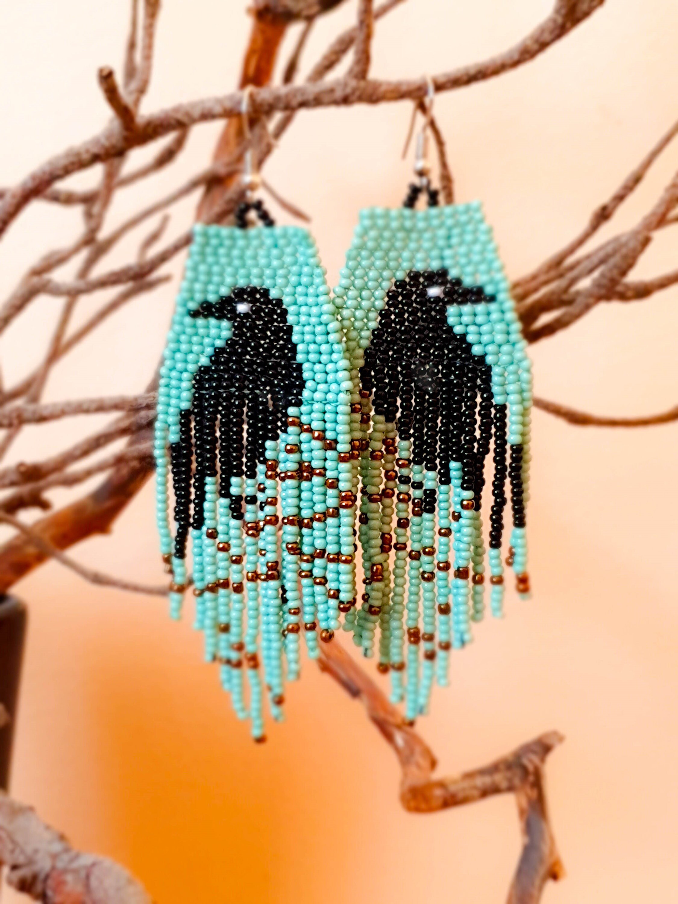 Witchy Raven Earrings Beaded. Crow Earrings. Bird Lovers Etsy