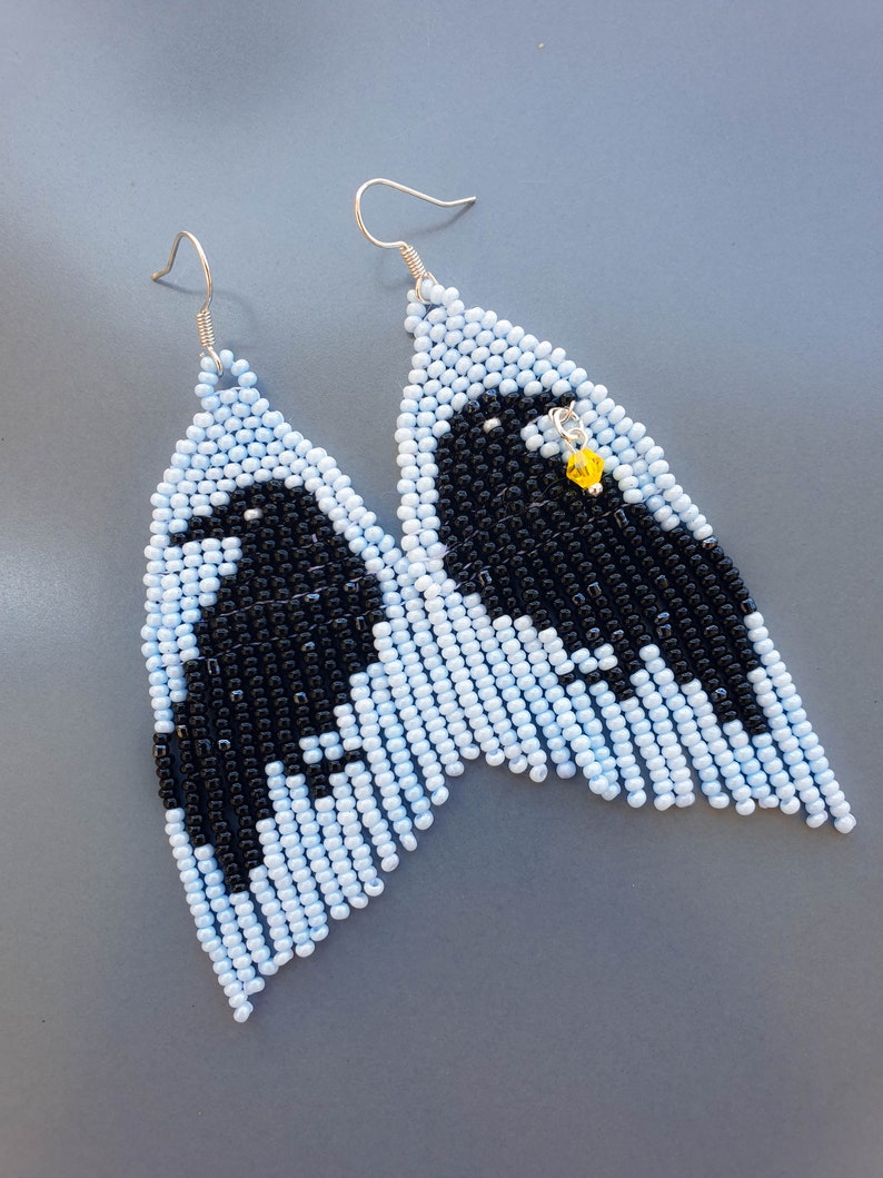 Witchy Raven Earrings Beaded. Crow Earrings. Teacher Earrings. Etsy