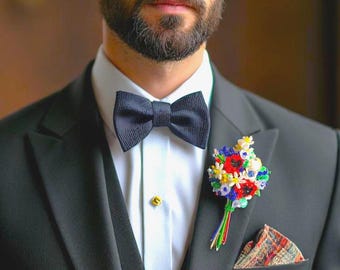 Poppy wedding boutonniere Buttonhole flowers Groom lapel pin Groomsman gift