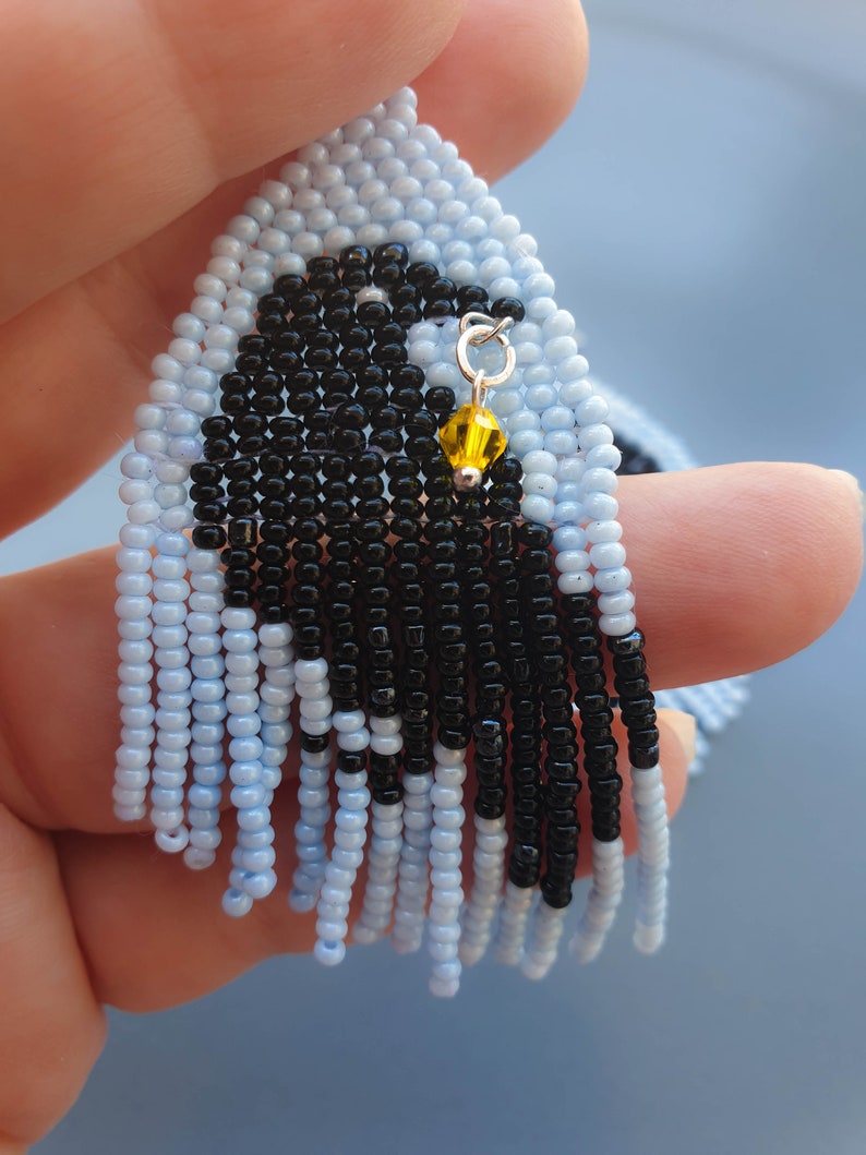 Witchy Raven Earrings Beaded. Crow Earrings. Teacher Earrings. Etsy