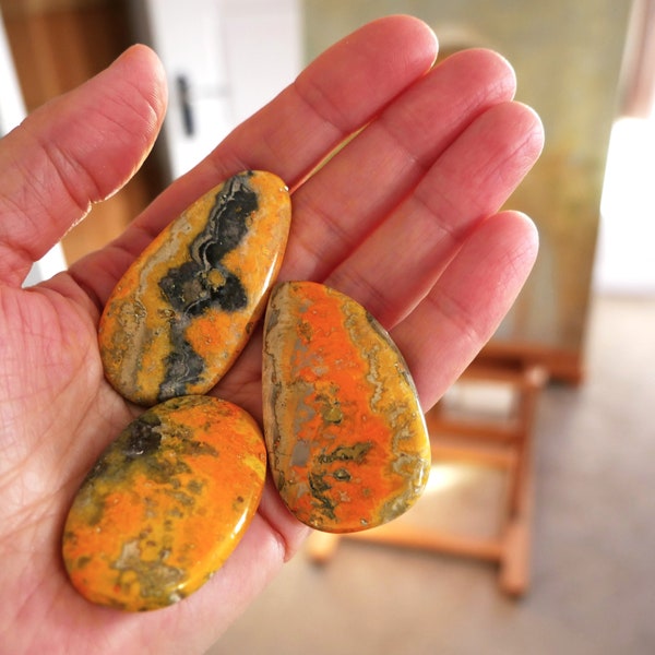 Large Bumble Bee Jasper Cabochon, Long Oval Multicoloured Faceted Agate Beads, Large Dendrite Opal Cabochon, Natural Red Coral Beads