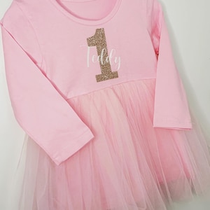 First, second, birthday personalised party tutu dress, glitter, pink, white