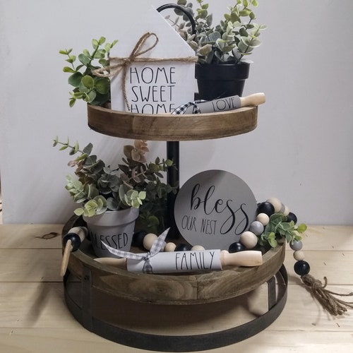 BUNDLE // Farmhouse Themed Tier Tray Decor // Farmhouse Signs Etsy