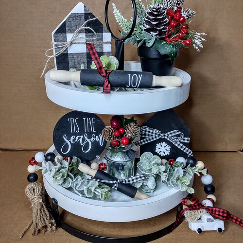 Christmas Tiered Tray Decor Tiered Tray Decor Bundle Etsy