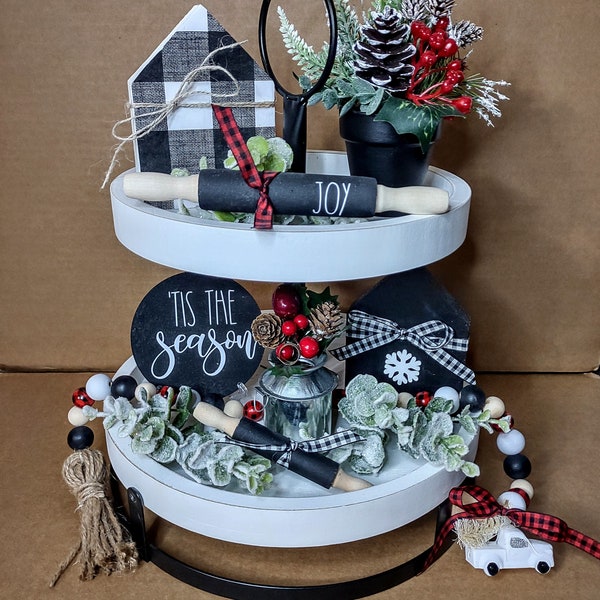 Winter Tiered Tray Decor Etsy