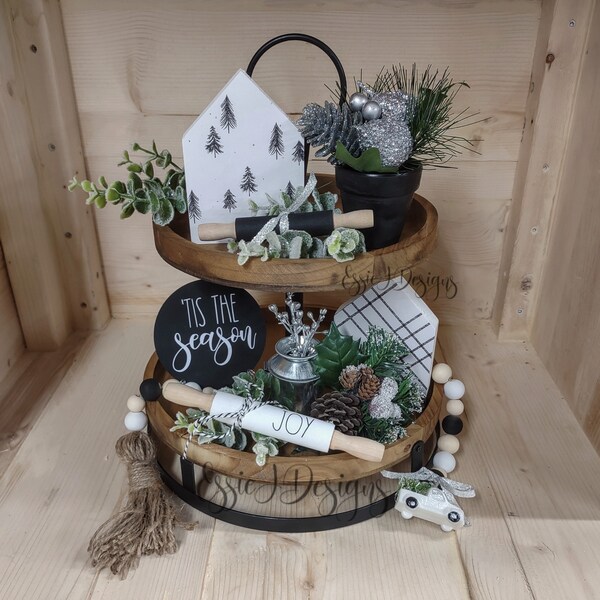 Winter Tiered Tray Decor Etsy