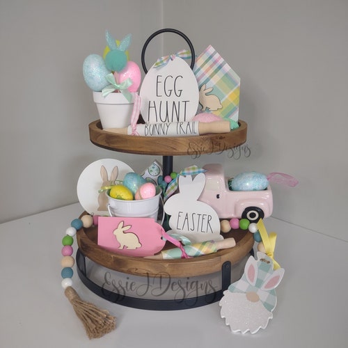 Easter Tier Tray Tiered Tray Decor Spring Decor Easter Home Etsy