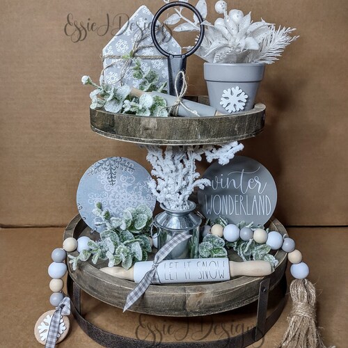 Winter Tiered Tray Decor Tiered Tray Decor Bundle Tier Etsy