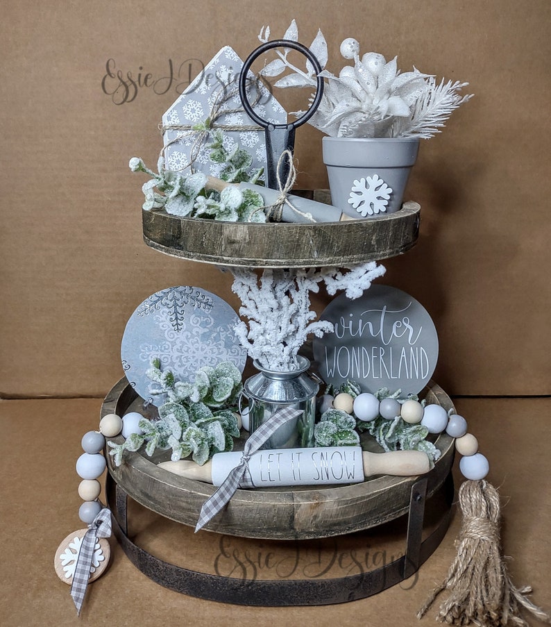 Winter Tiered Tray Decor Tiered Tray Decor Bundle Tier Etsy
