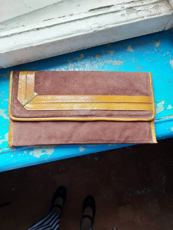 70s elegant leather clutch - image 2