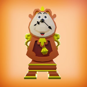 Szablon zegara Papercraft, DIN Don, zegar, DIY PDF, FDX, Low Poly, mysz, origami, Pepakura, model papieru, 3D