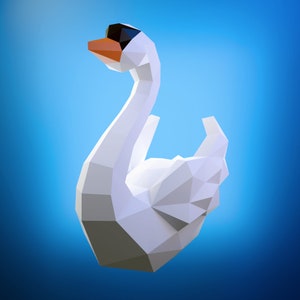Papercraft Swan / Swan, DIY PDF, DXF, Low Poly, 3d, origami, Pepakura, Paper Model, 3D bild 2