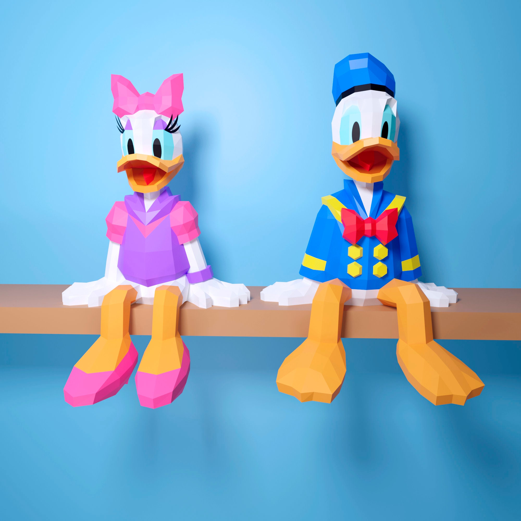 Paper Di Papercraft Daysi and Donald, DIY PDF, DXF, Low Poly, Origami, Pepakura ...