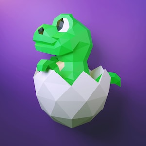 Papercraft baby dino, baby dinosaur, egg, template, DIY PDF, FDX and svg, Low Poly, mouse, origami, Pepakura, Paper Model, 3D