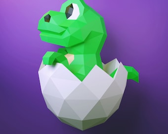 Papercraft baby dino, baby dinosaur, egg, egg, template, DIY PDF, FDX and svg, Low Poly, mouse, origami, Pepakura, Paper Model, 3D