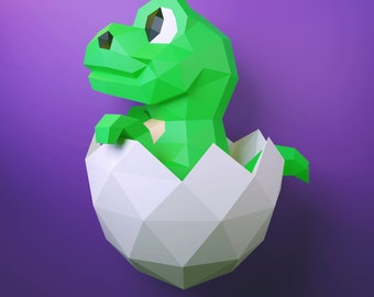 Papercraft baby dino, baby dinosaur, egg, template, DIY PDF, FDX and svg, Low Poly, mouse, origami, Pepakura, Paper Model, 3D