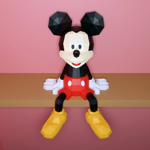 papercraft mickey mouse, Pdf, SVG and DXF format compatible with cricut and cameo, digital template, 3D, paper, origami, pepakura