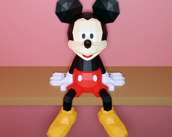 papercraft mickey mouse, Pdf, SVG and DXF format compatible with cricut and cameo, digital template, 3D, paper, origami, pepakura