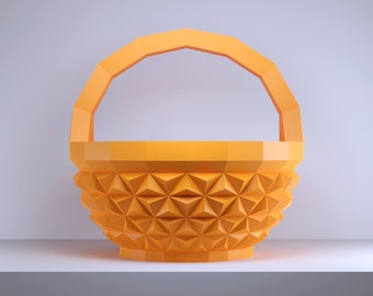 Papercraft Easter Basket / Easter Egg Basket, DIY Craft, PDF Template FDX, Low Poly, Origami, Pepakura, Paper Model, 3D