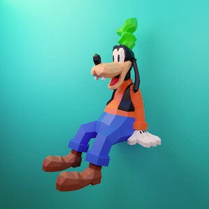 Modello Papercraft Goofy, PDF fai da te, FDX, Low Poly, origami, Pepakura, modello di carta, 3D