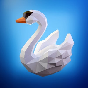 Papercraft Swan / Swan, DIY PDF, DXF, Low Poly, 3d, origami, Pepakura, Paper Model, 3D bild 3