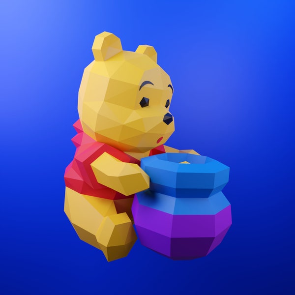 Papercraft Winnie ours, modèle, ours, DIY PDF, FDX, Low Poly, origami, Pepakura, Paper Model, 3D