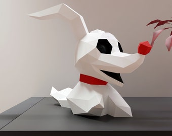 Papercraft Zero Hund Chibi, Format Pdf, SVG und DXF-Format kompatibel mit Cricut und Cameo, digitale Vorlage, 3D-Papier-Origami-Halloween