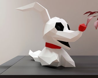 papercraft Zero cane chibi, formato Pdf, SVG e DXF compatibile con cricut e cameo, modello digitale, origami di carta 3D Halloween