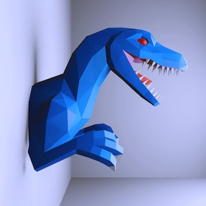 Papercraft Velociraptor Dinosaur DIY KIT Template, Decoration, Low Poly, origami, animal, PDF kit, Pepakura, Paper Sculpture dinosaur