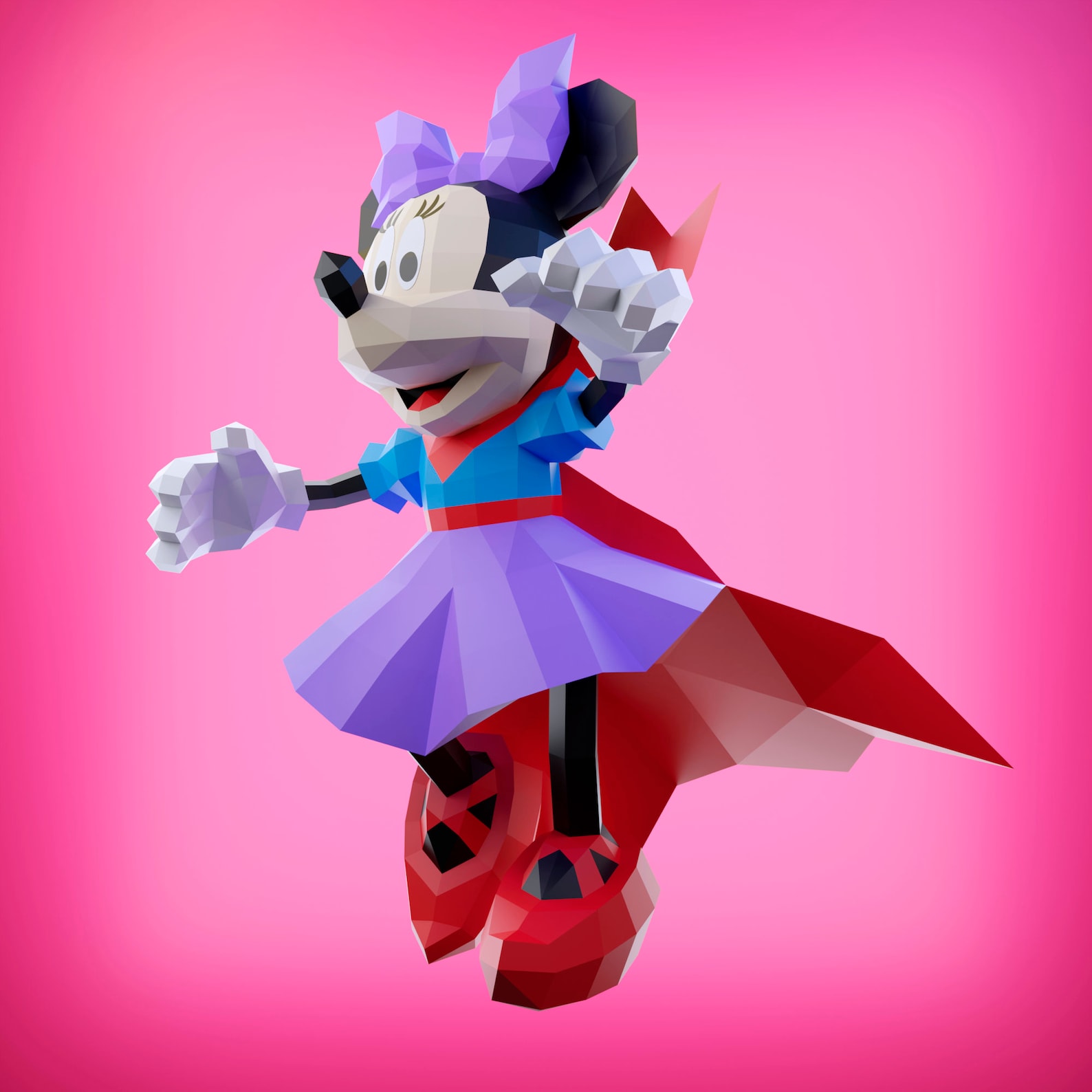 Papercraft Minnie Halloween Template, DIY PDF, FDX, Svg Low Poly, Mouse ...