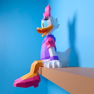 Papercraft pata daysi, DIY PDF, DXF, donald, duck, Low Poly duck, origami, Pepakura, Paper Model, 3D