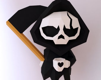 papercraft Morte con caffè, formato Pdf, SVG e DXF compatibile con cricut e cameo, modello digitale, carta 3D Halloween, morte